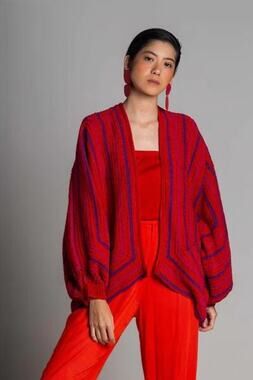 New Handmade Casaco Striped Cardigan by Catarina Mina $589 ONESIZE Miss Violet